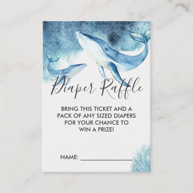 Baby Shower Diaper Raffle Ticket | Whales Enclosure Card (Front)