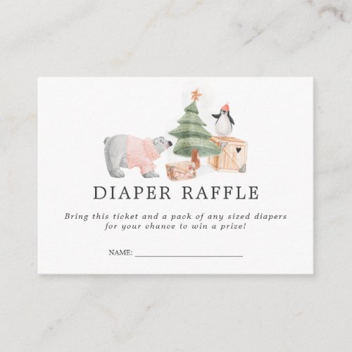 Baby Shower Diaper Raffle Ticket  Winter Friends Enclosure Card