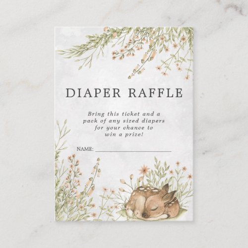 Baby Shower Diaper Raffle Ticket  Woodland Deer Enclosure Card