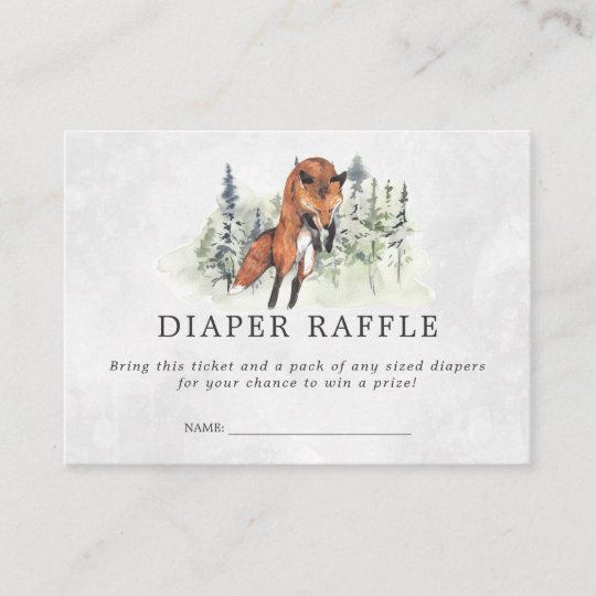 Baby Shower Diaper Raffle Ticket | Woodland Fox Enclosure Card