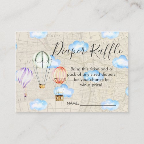 Baby Shower Diaper Raffle Tickets  Air Balloon Enclosure Card