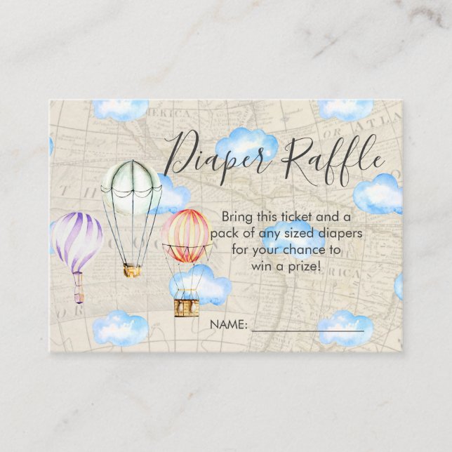 Baby Shower Diaper Raffle Tickets | Air Balloon Enclosure Card (Front)