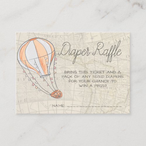 Baby Shower Diaper Raffle Tickets  Air Balloon Enclosure Card