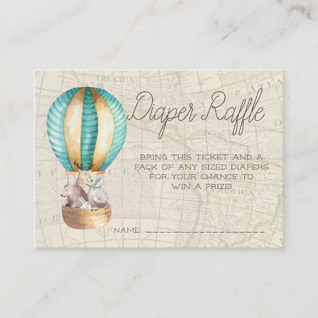 Baby Shower Diaper Raffle Tickets | Air Balloon Enclosure Card (Front)