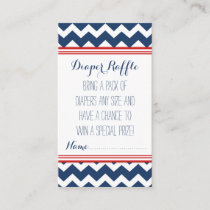 Baby Shower Diaper Raffle Tickets Chevron Blue Red Enclosure Card