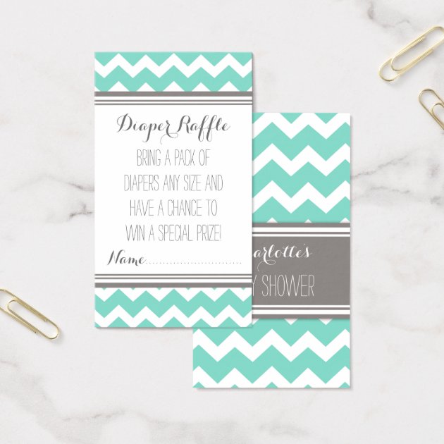 Baby Shower Diaper Raffle Tickets Chevron Teal