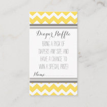 Baby Shower Diaper Raffle Tickets Chevron Yellow Enclosure Card