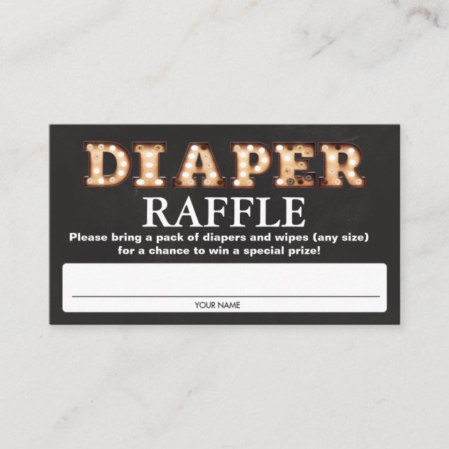 Baby Shower Diaper Raffle Tickets Enclosure Card (Front)
