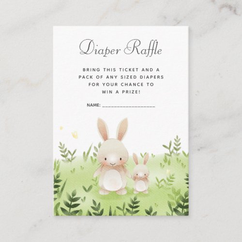 Baby Shower Diaper Raffle Tickets  Little Bunny Enclosure Card