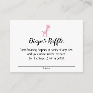 Baby Shower Diaper Raffle Tickets w/ Pink Giraffe Enclosure Card