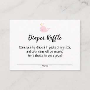 Baby Shower Diaper Raffle Tickets w/ Pink Whale Enclosure Card