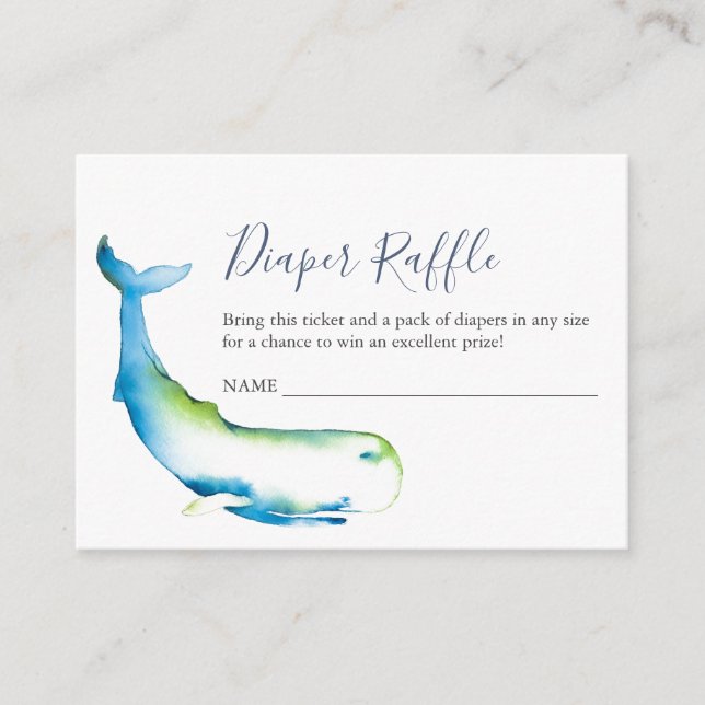 Baby Shower Diaper Raffle Tickets Whale Enclosure Card (Front)