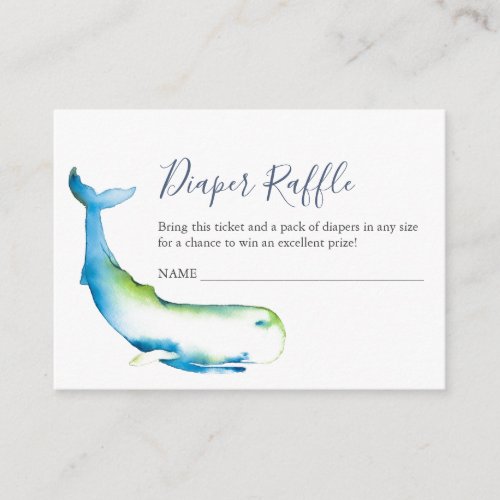 Baby Shower Diaper Raffle Tickets Whale Enclosure Card