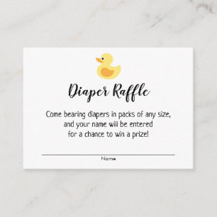Baby Shower Diaper Raffle Tickets with Rubber Duck Enclosure Card