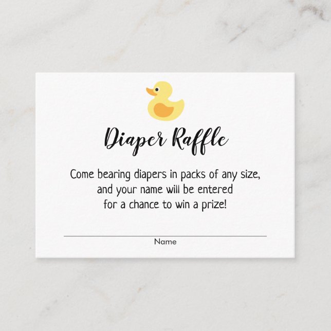 Baby Shower Diaper Raffle Tickets with Rubber Duck Enclosure Card (Front)