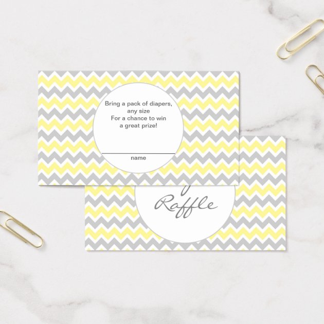 Baby Shower Diaper Raffle Tickets, Yellow Grey Business Card