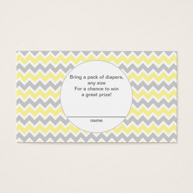 Baby Shower Diaper Raffle Tickets, Yellow Grey Business Card