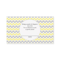 Baby Shower Diaper Raffle Tickets, yellow grey Enclosure Card