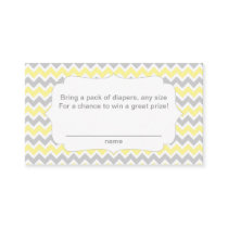 Baby Shower Diaper Raffle Tickets, yellow grey Enclosure Card