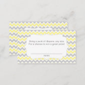 Baby Shower Diaper Raffle Tickets, yellow grey Enclosure Card (Front/Back)