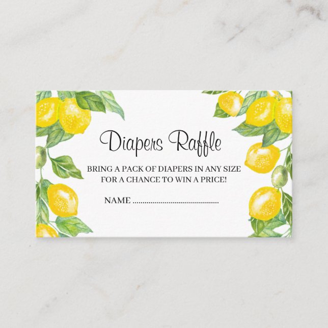 Baby shower Diapers raffle Enclosure Card (Front)