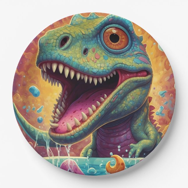 Baby shower Dino-Mite Paper Plates (Front)