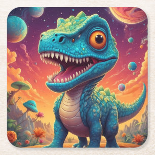  Baby shower Dino-Mite Square Paper Coaster