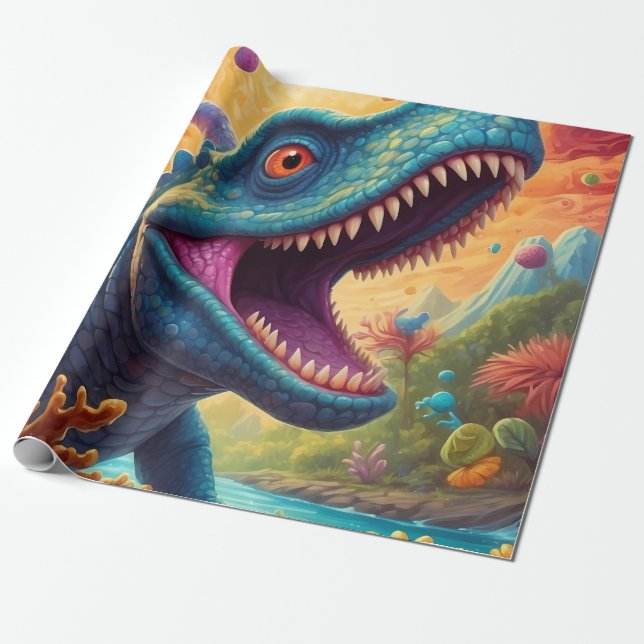Baby shower Dino-Mite  Wrapping Paper (Unrolled)