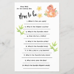 Baby Shower Dinosaur How well you know the card Flyer