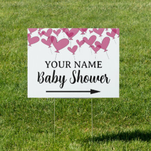 Baby shower directional yard sign with hearts