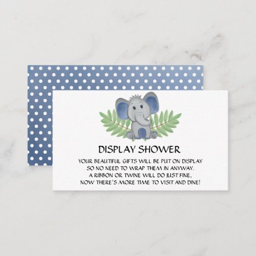 Baby Shower Display Shower Blue Elephant Enclosure Card