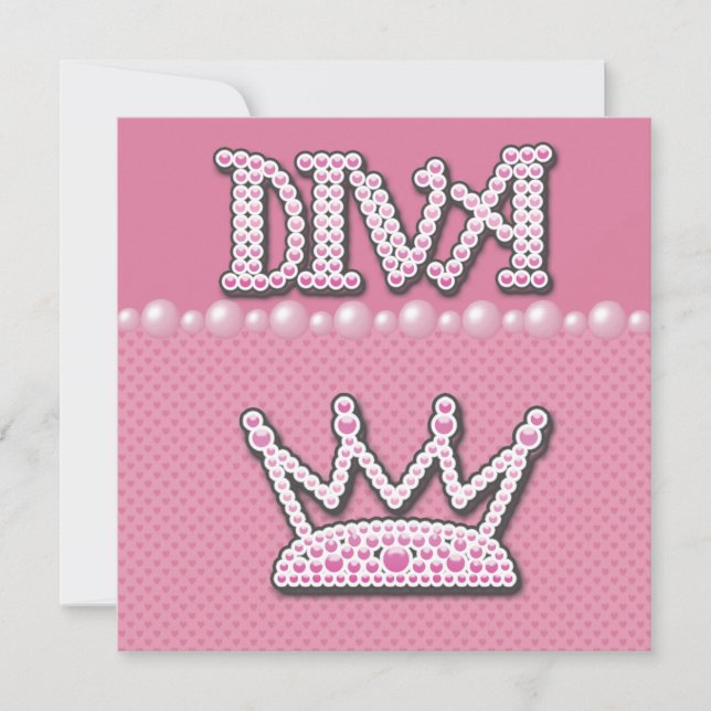 Baby Shower Diva Princess Crown, Shoes & Pearls Invitation (Front)