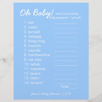 Baby Shower Diy - Word Scramble Game - Blue by StudioBaby at Zazzle