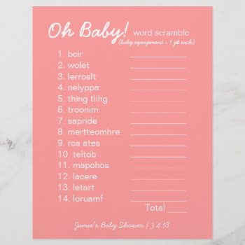 Baby Shower Diy - Word Scramble Game - Pink by StudioBaby at Zazzle