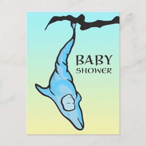 baby shower dolphin cocoon invitation postcard