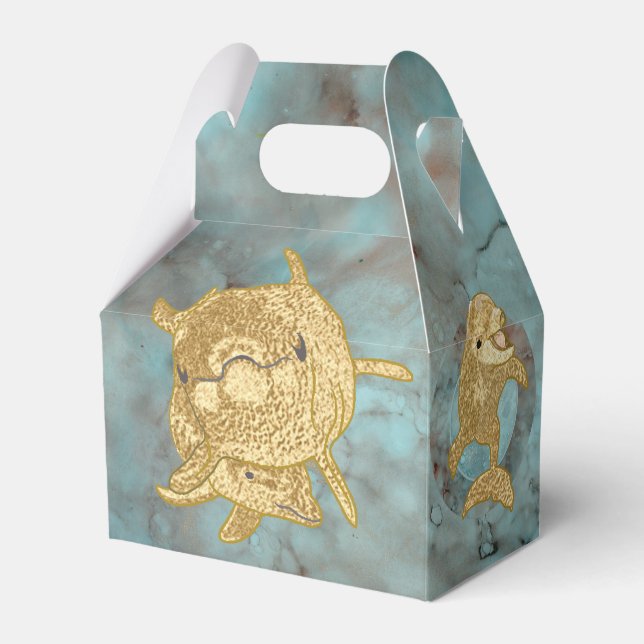 Baby Shower Dolphins Mom and Baby Favor Boxes (Front Side)