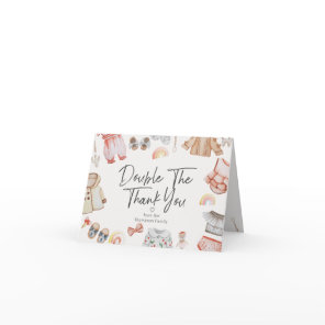 Baby Shower Double  Thank You Twins Girl Clothes Card