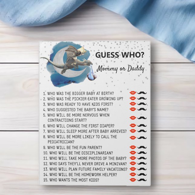 Baby Shower Dragon Little Knight Guess Who Game Notepad (Creator Uploaded)