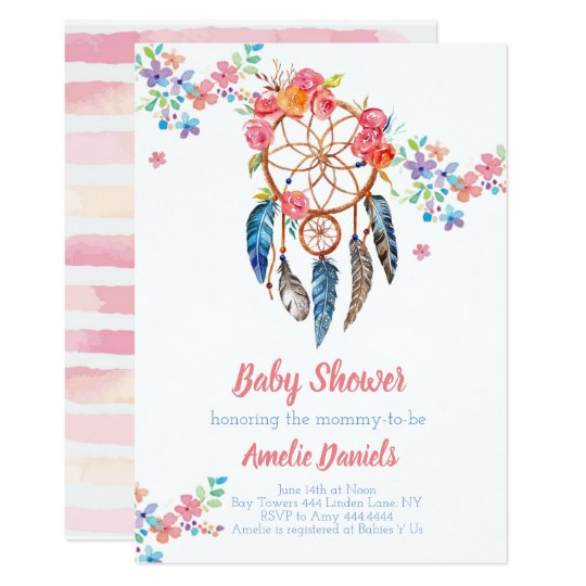 dream catcher baby shower invite clipart