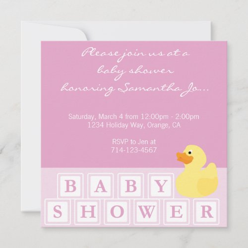 Baby Shower Duck Vertical Invitation