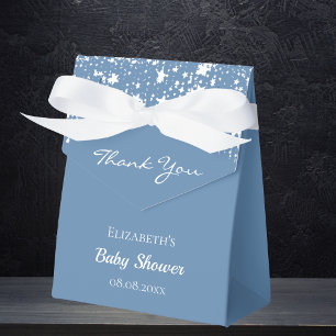 Baby Shower dusty blue white stars thank you Favor Boxes