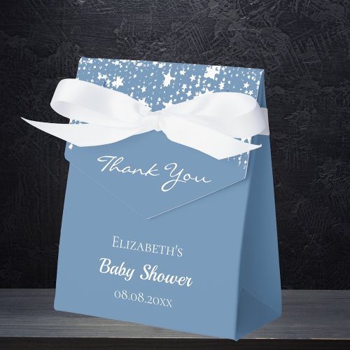 Baby Shower dusty blue white stars thank you Favor Boxes