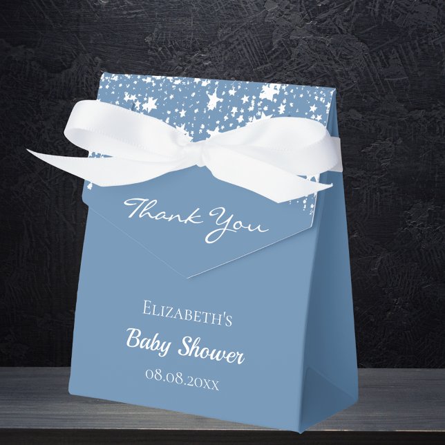 Baby Shower dusty blue white stars thank you Favor Boxes (Creator Uploaded)
