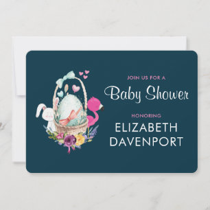 Baby Shower Egg Nesting w/ Flamingo & Bunny Invitation