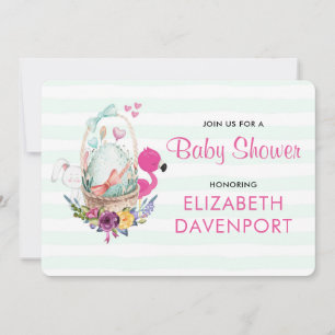 Baby Shower Egg Nesting w/ Flamingo & Bunny Invitation