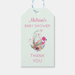 Baby Shower Egg w/ Flamingo & Bunny Thank You Gift Tags