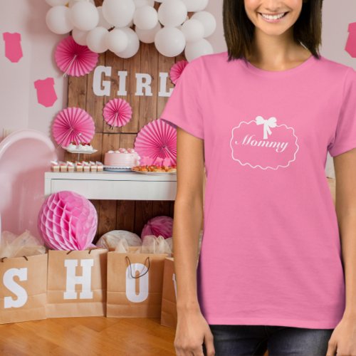 Baby Shower Elegant Bow Girl Coquette Mommy Custom T-Shirt