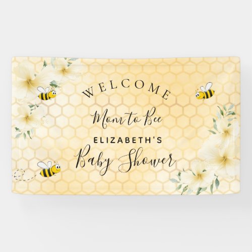 Baby Shower elegant florals honeycomb mom to bee Banner