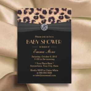 Baby Shower Elegant Leopard Print Pattern Invitation