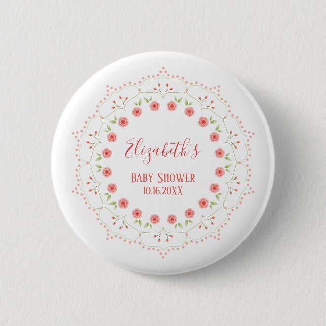 Baby Shower Elegant Modern Blush Thank You  Button (Front)